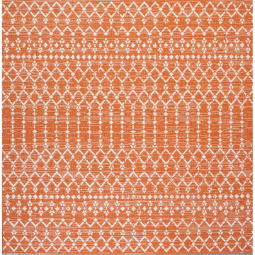 Ourika Moroccan Geometric Textured Weave Indoor/outdoor Square Rug